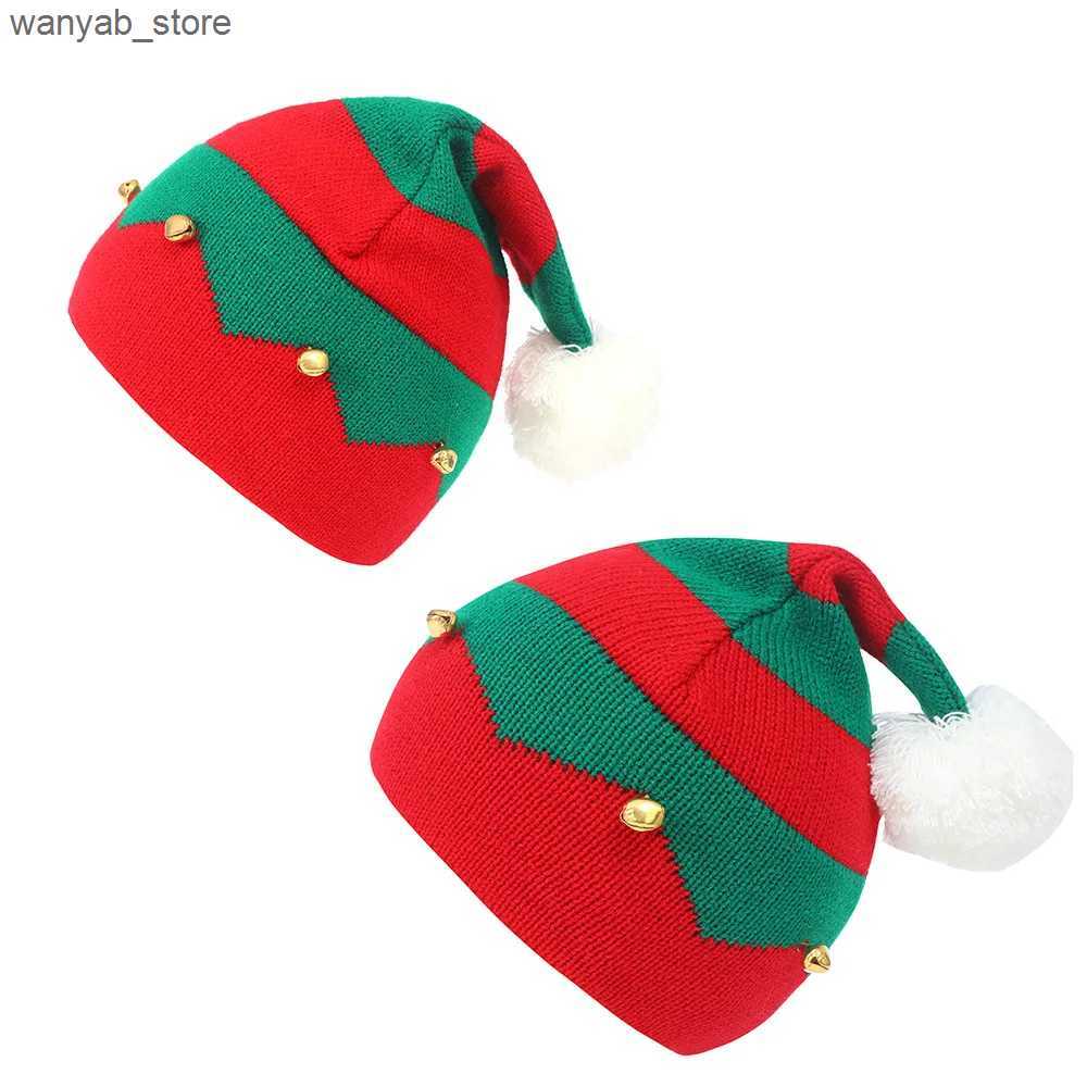 Wide Brim Hats Bucket Hats Parent-child Hats New Christmas Hats in Autumn and Winter Bell Knitted Wool Hats Halloween Gifts Christmas Hats L240910