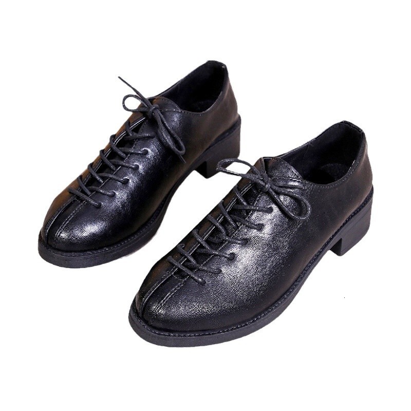 2024 Spring and Autumn British casual small leather shoes, low heel strap women's singles shoes, round toe simple soft leather block shoes