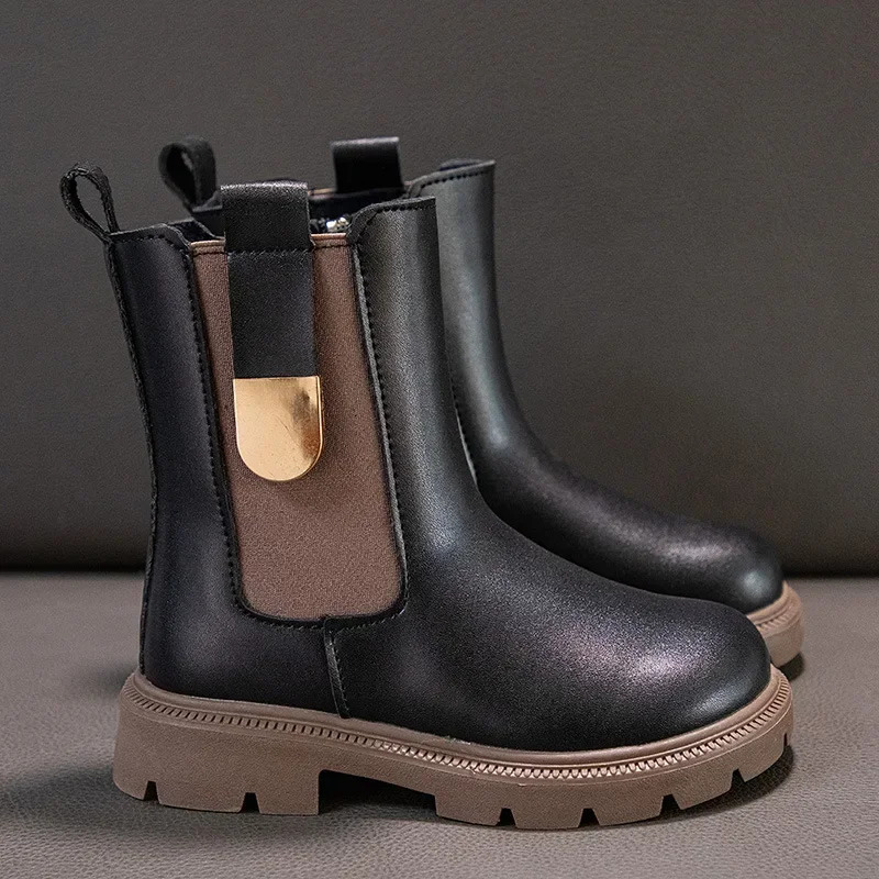 Winter Girls Boots Kids Shoes Girl Fall Fashion Chelsea Boots British Child Winter Warm Waterproof Boy Ankle Boots Size27-37 241106