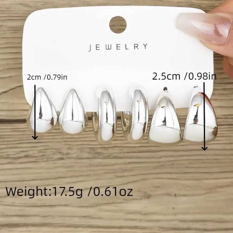 Bohe Retro Smooth Waterdrop Earring Set Wen Geely Gold Round Earrings Party Jewelry X241106