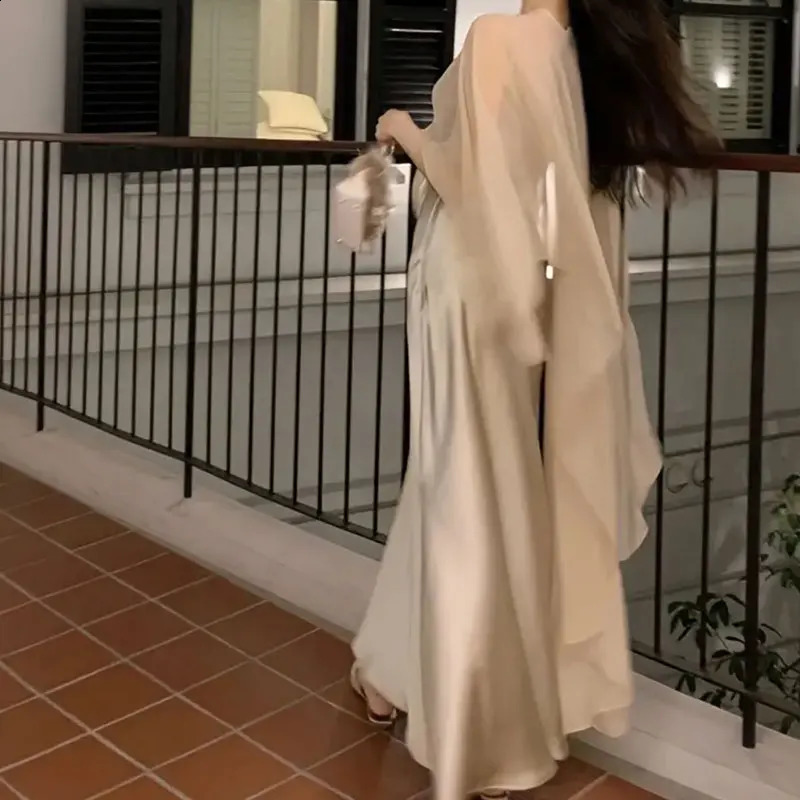 Women Fashion Summer Poncho Tops Asymmetric Tulle Cape Coat Vintage Elegant Chiffon Long Shawl Wraps Evening Wedding Cover Up 241105