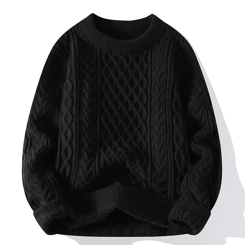 Autumn Winter Men Sweater Vintage O Neck Solid Color Mens Knitted Pullovers Loose Harajuku Mens Retro Knitting Pullover Sweaters 241106