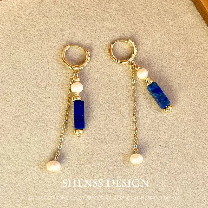 Exclusive n personalized natural freshwater pearl lapis lazuli necklace bracelet copper plated 14k gold accessories 241106
