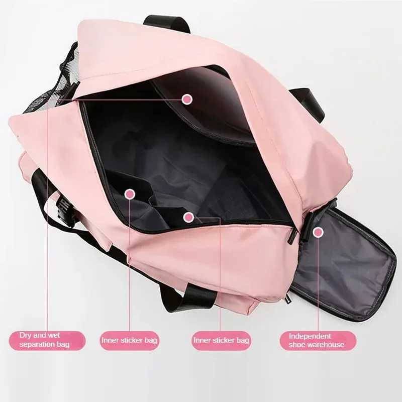 Large acity Dry and Wet Separation Travel Bag with Shoe Bin Can Be Set Rod Box Portab Sports Bag Fitn Gym BagXJ241106