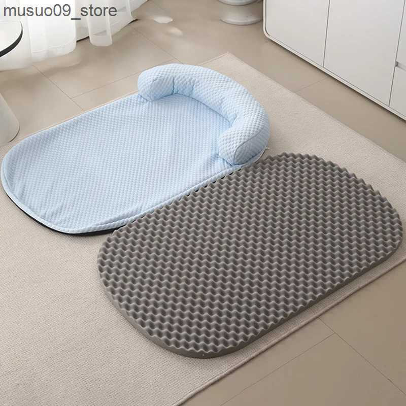 kennels pens Removable summer dog bed ice silk cooling pet pad foam sleeping sofa dog kennel summer cooling fabric dog cat bed pet pad L240910