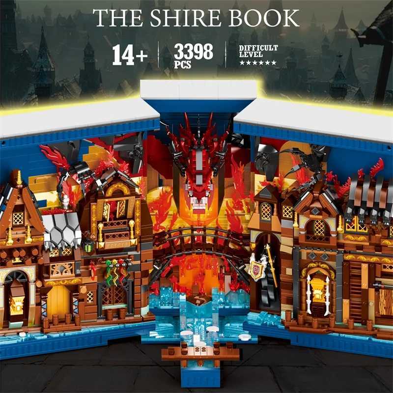 Blocks 3398PCS Hobbit Themed Bookstore Building Blocks Assembly Toys Creative Desktop Decoration Bookends Model Bricks Kids Toys GiftsY241106HGG9