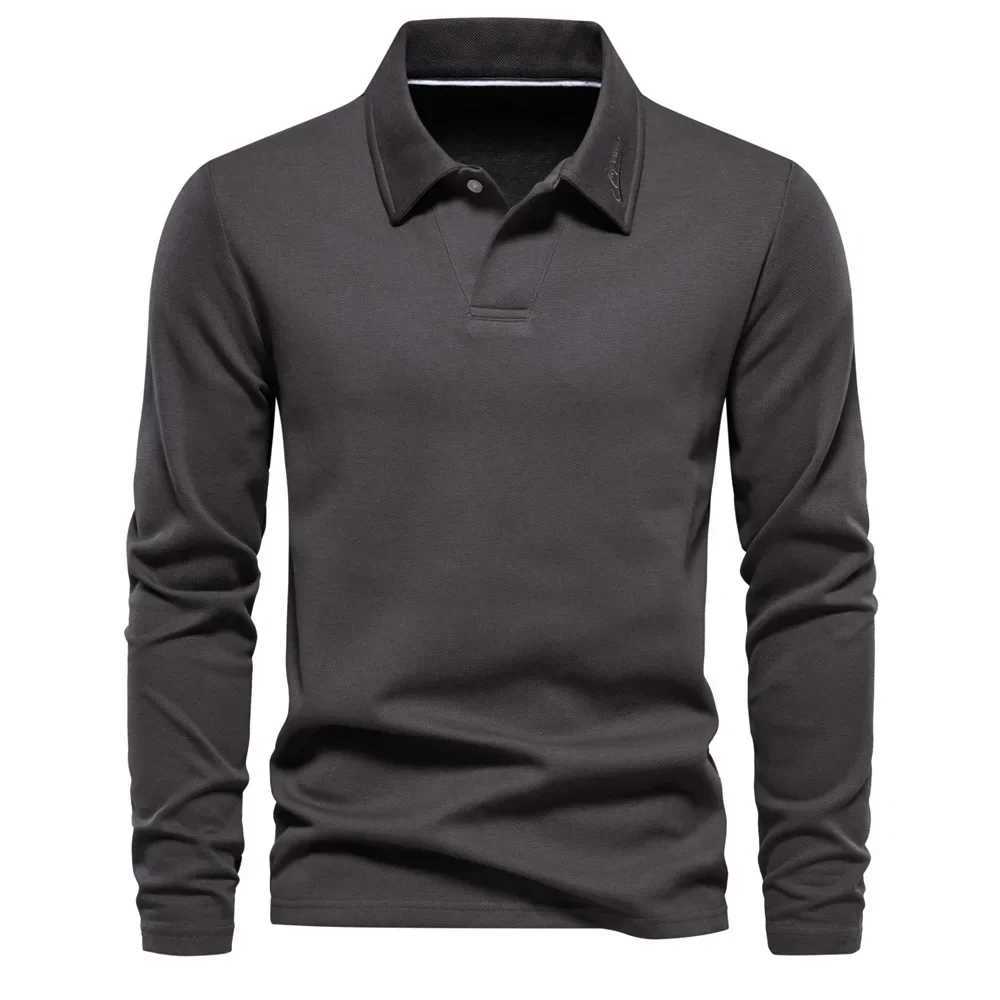 Autumn mens sportswear high-quality solid color lapel long Sved shirt mens fashion casual cotton shirt mens clothing W241106