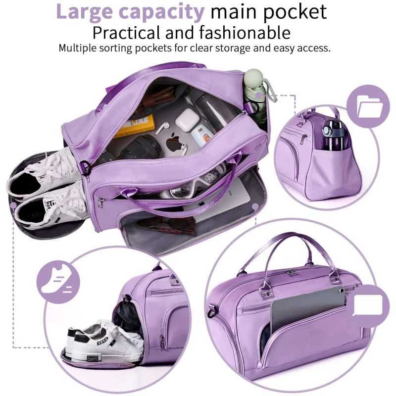 Gym Bag Duff Bag Weekend Bag Overnight Hospital Bag with Shoes Compartment and Wet Pocket Travel Bag Holdall for Men WomenXJ241106