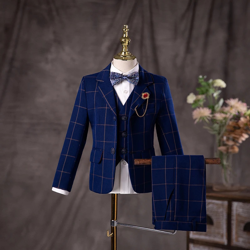 Flower Boys Wedding Suit Children Birhtday Pograph Dress Kids Fromal Blazer Set School Child Graduation Performance Costume 241106