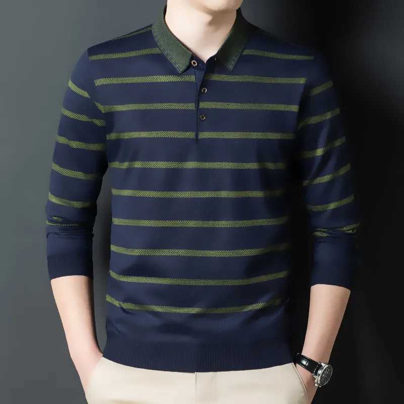 Cotton mens shirt long Sve autumn striped collar shirt mens loose fit shirt Korean clothing top W241106