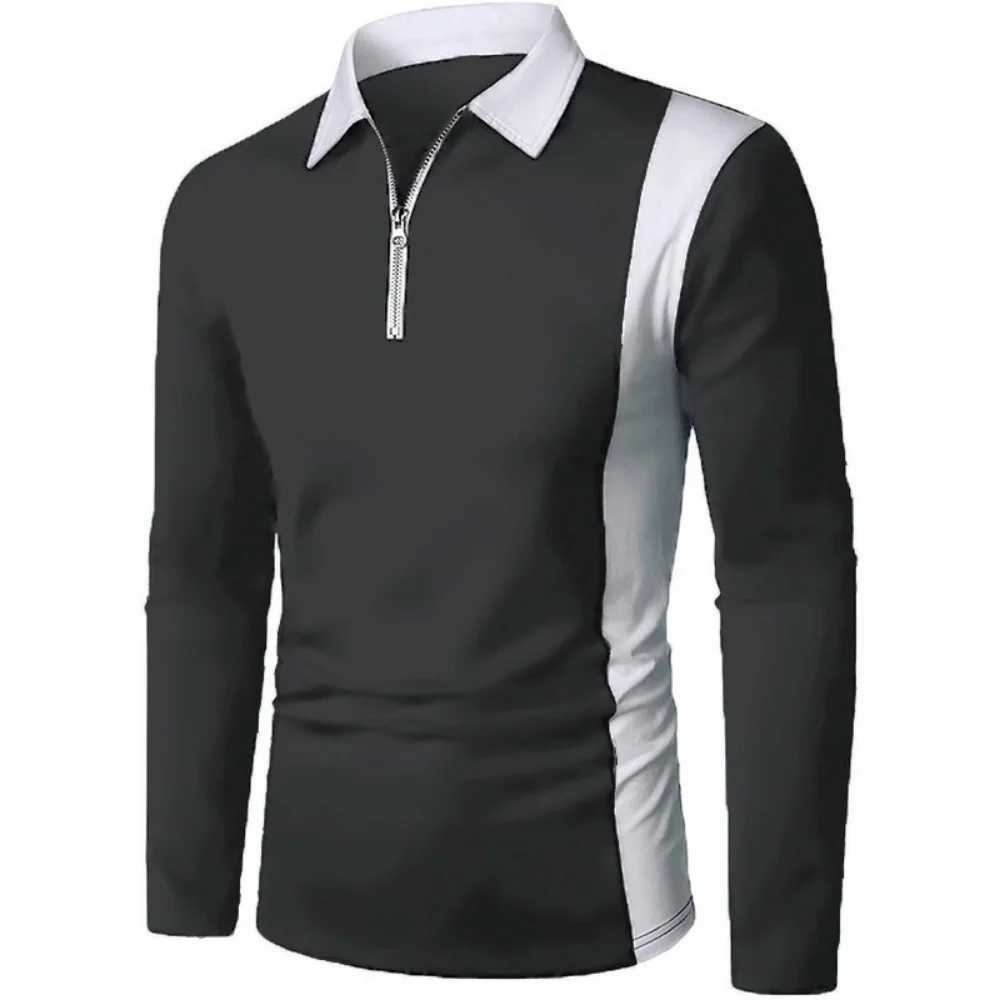 2023 New Trends Mens Fashion Collar Shirt Long Sve Casual Sports T-shirt Top Mens Wear W241106