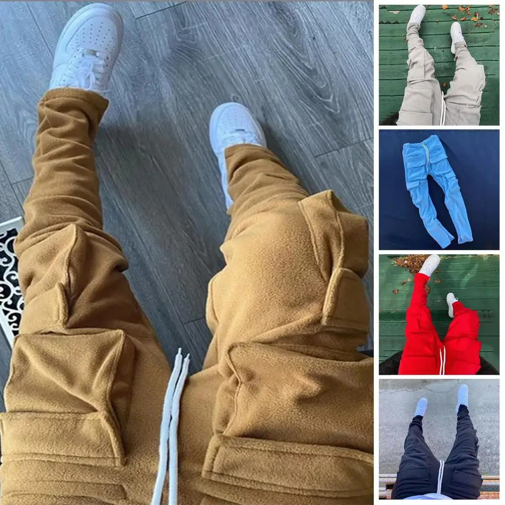 Fall Winter Streetwear Mens Cargo Pants Pockets Sweat Pants Casual Trousers Mens Jogging Pants Sweatpants 241106