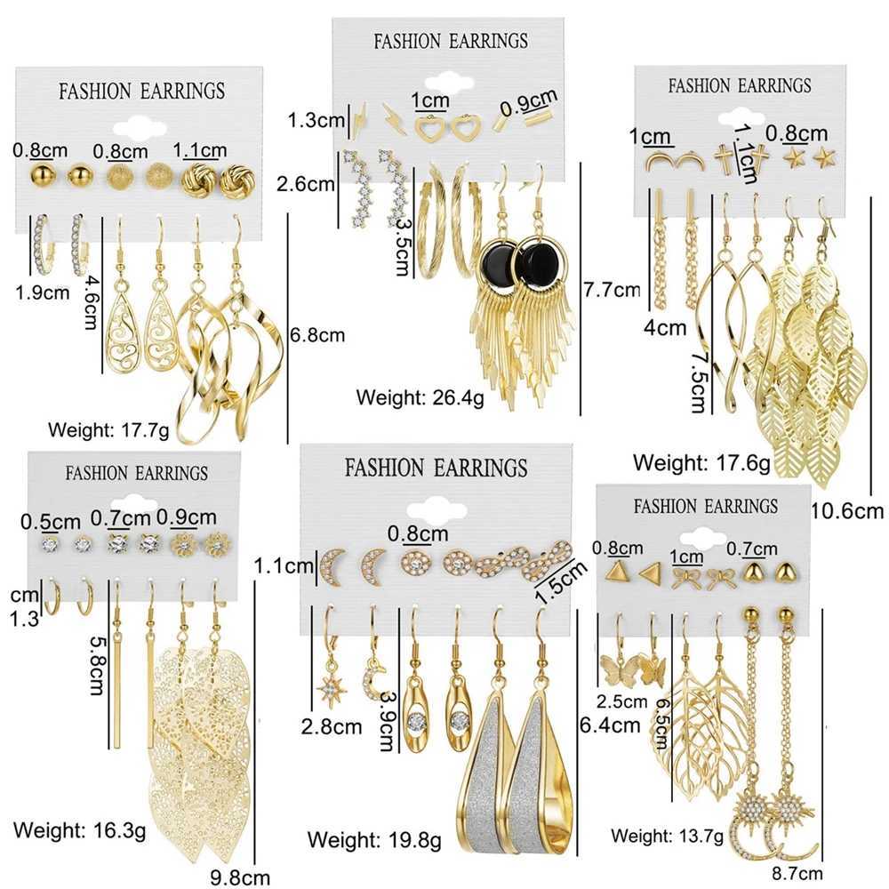 IPARAM Trendy Gold Metal Pendant Earrings suitable for hollow tree leaves star and moon pendants Geely earrings jewelry gifts X241106
