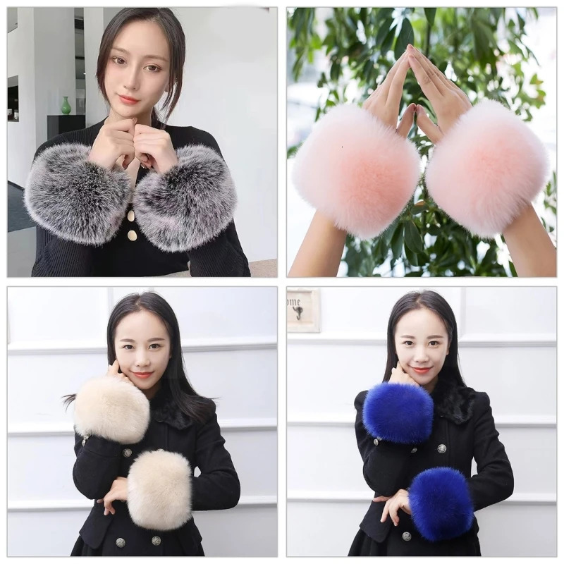 Soft fur wristband sleeves suitable for fashionable women and young people with warm arms multi-color Y2K fur wristband cuffs 241106