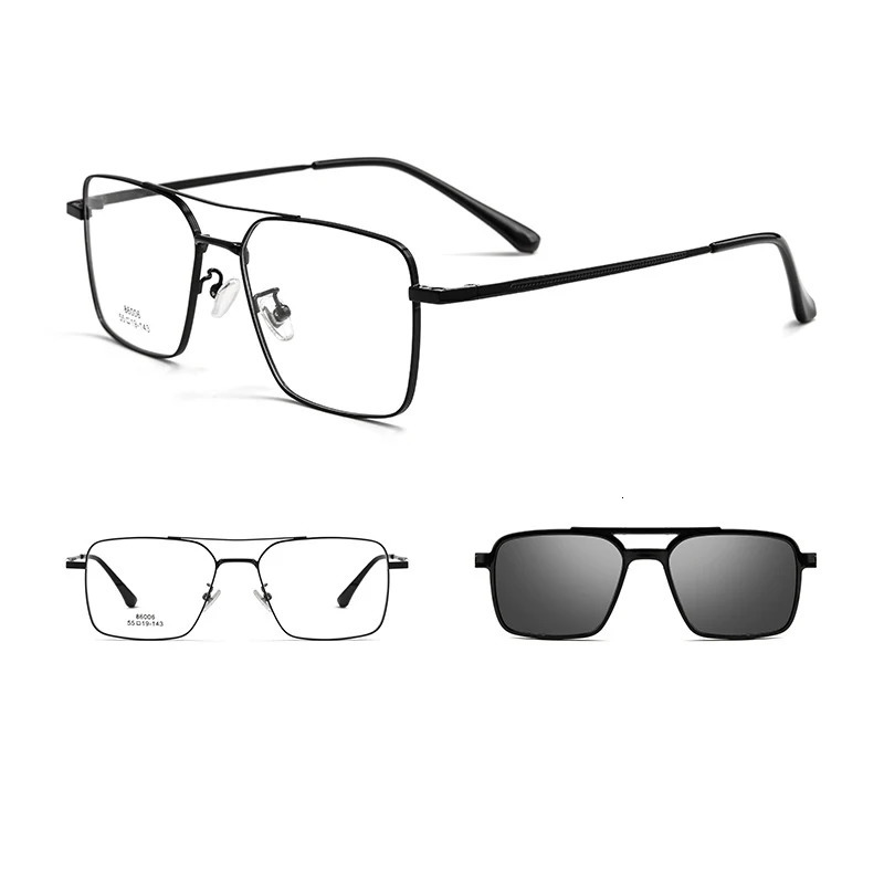 Men Classic Polarized Clip On Sunglasses Pilot Double Beam Alloy Glasses Frame Optical Retro Sunshades Eyewear 241105