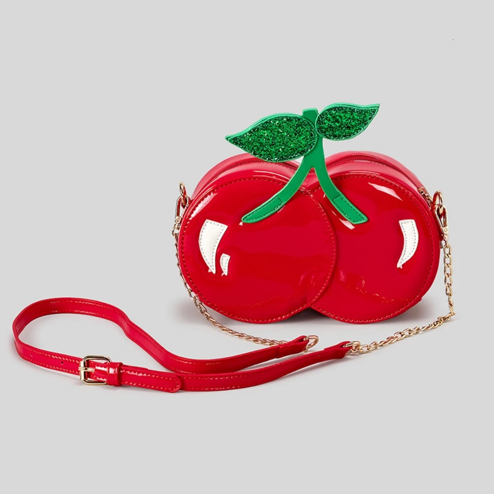 2024 Ins Creative Cherry Shaped Shoulder Bag Sweet Girl Cute Personality Small Chain Handbag Niche Womens Mouth Red Envelope241106