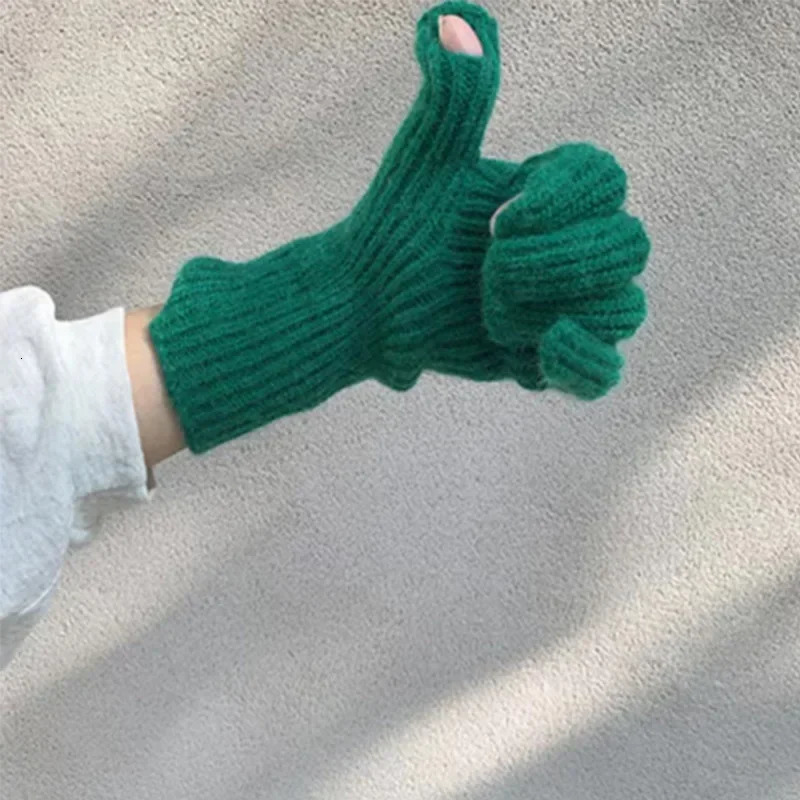 touch screen gloves suitable for women winter thick warm knit elastic gloves all finger outdoor skiing gloves 241106