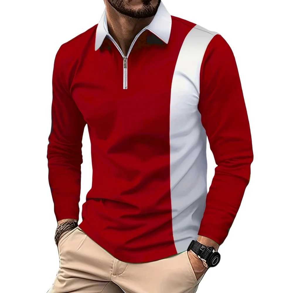 Solid color striped decal print 2024 mens fashion lapel sport mens Strt casual zipper long Sve clothing W241106