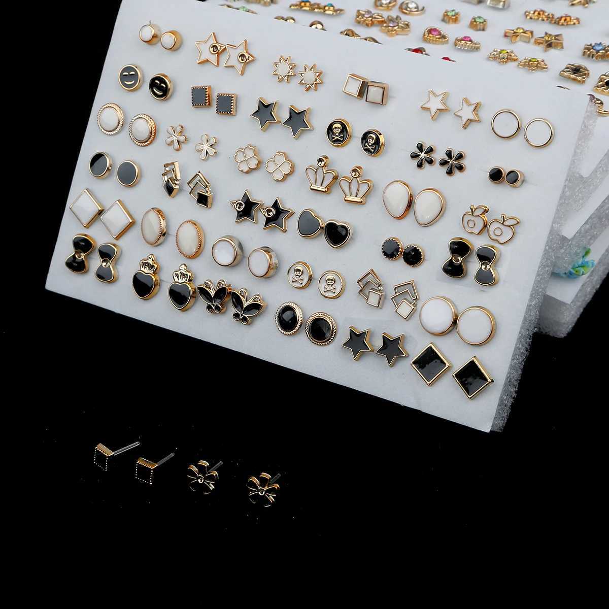 18/36/100 Hybrid Style Water Diamond Suower Geely Star Moon Plastic Stud Earring Set X241106