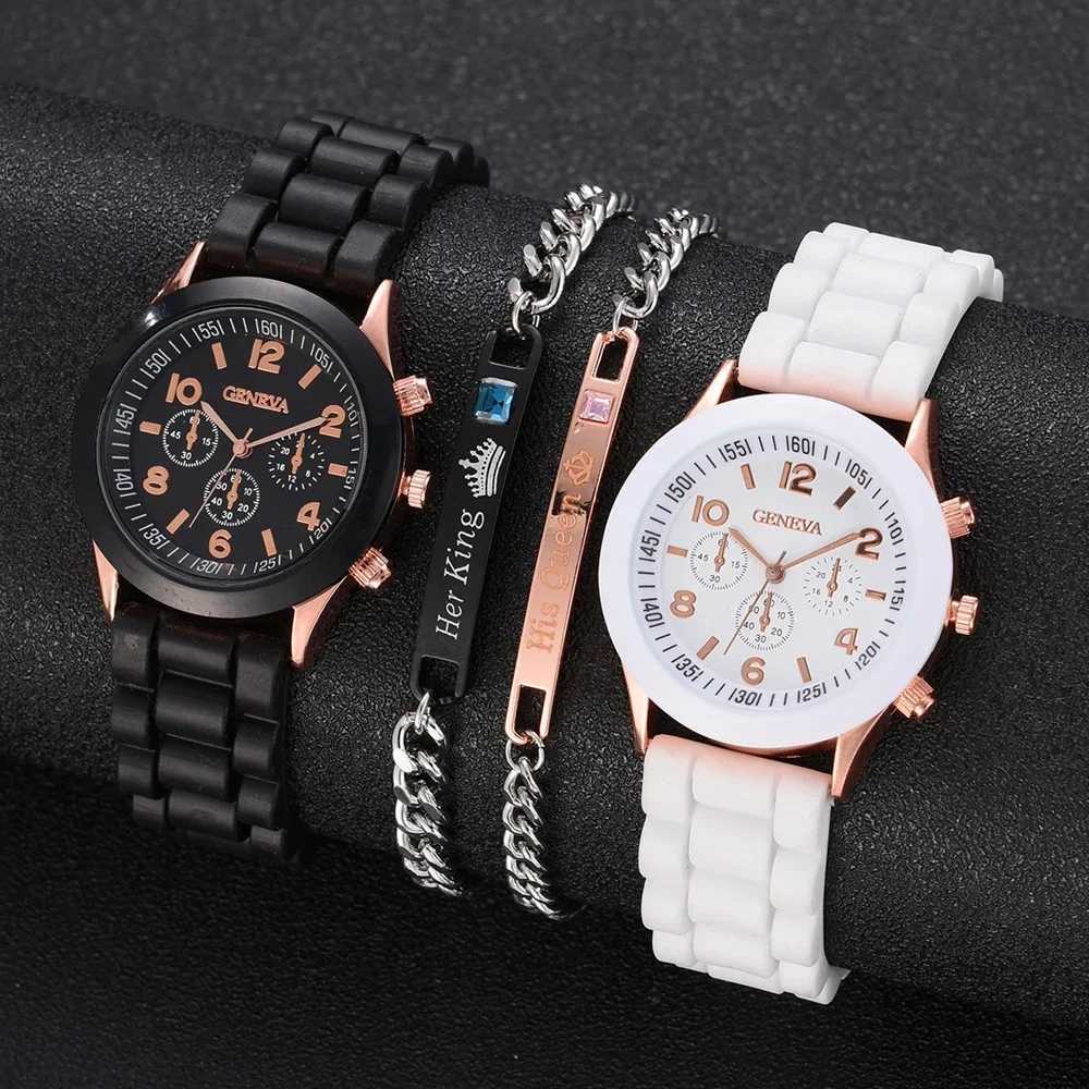 Couple Fashion Simple Elegant Alloy Watch Mens Text Silicone Quartz Watch Business Leisure Bracelet Watch Gift X241106