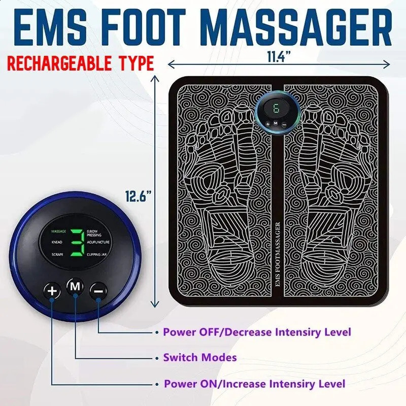 EMS electric foot massager pad relieves pain relaxes foot acupressure massage pad impacts muscles stimulates and improves blood circulation 241105