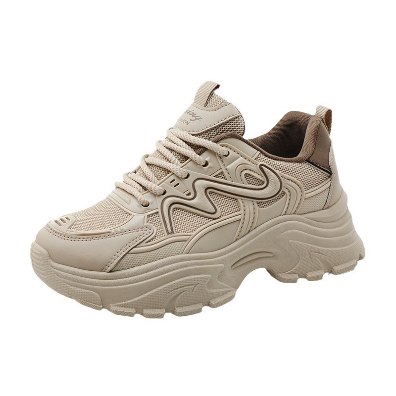 Fashionable Casual Shoes for Women Solid Color Sport Shoes Breathable Non-Slip Gym Jogging Platform Sneaker