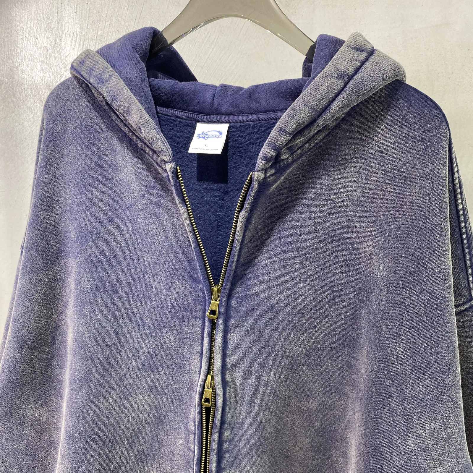Wax dyed wool zippered hoodie 241106