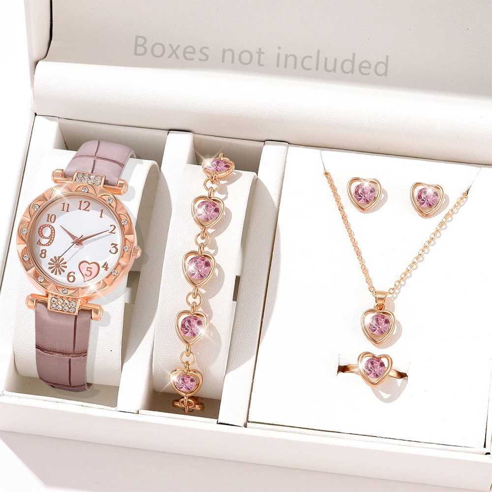 6-piece/set Warm Watch Element Quartz Watch Sparkling Rhinestone Simulated Watch Jewelry Set X241106