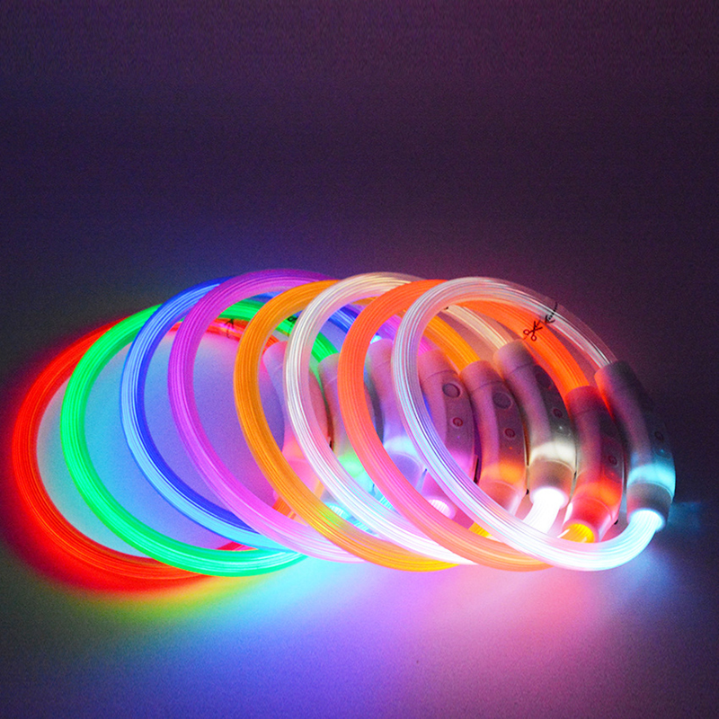LED Fiber Optic Collar for Pets Luminous Collar USB Rechargeable Anti-lost Light Luminous Dog Accessories Outdoor Products