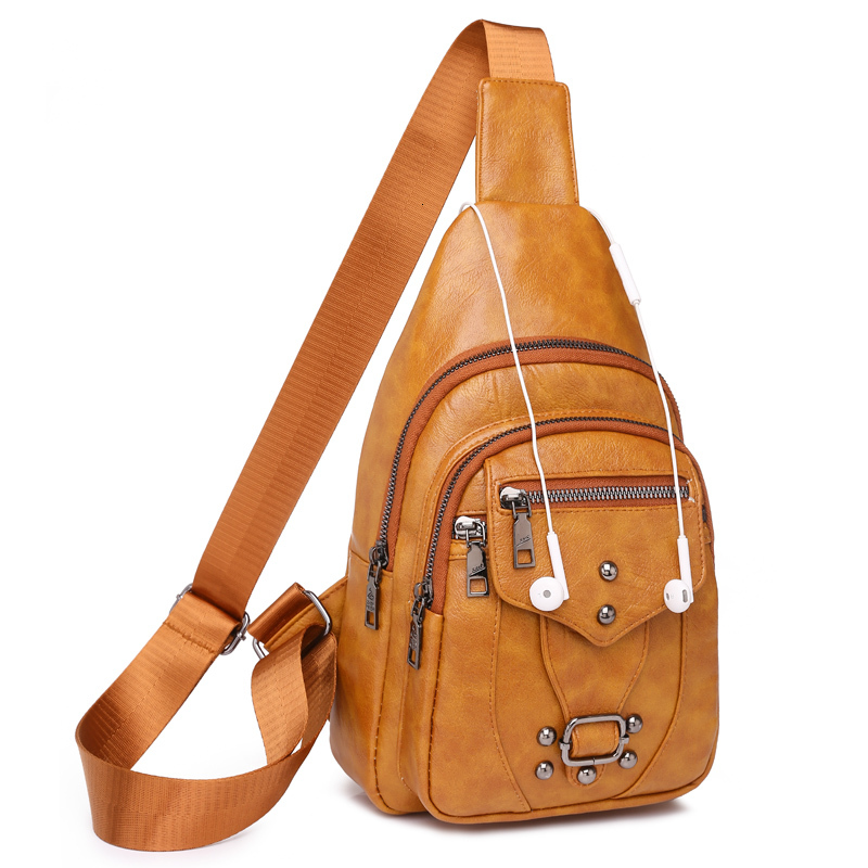 For Newly Wax Skin Women Chest Female Sg Bags Crossbody Waterproof Shoulder Casual Pu Leather Messenger Pack