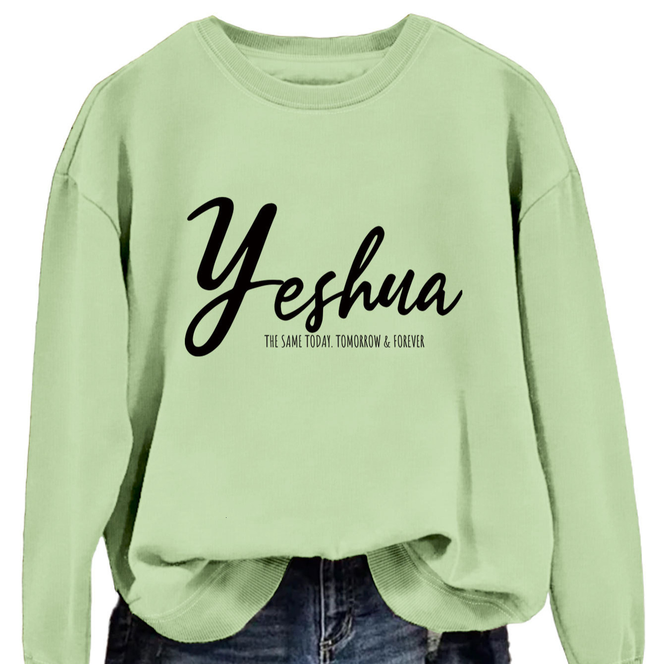 Yeshua the same fashionable round neck pullover top casual loose autumn womens hoodie