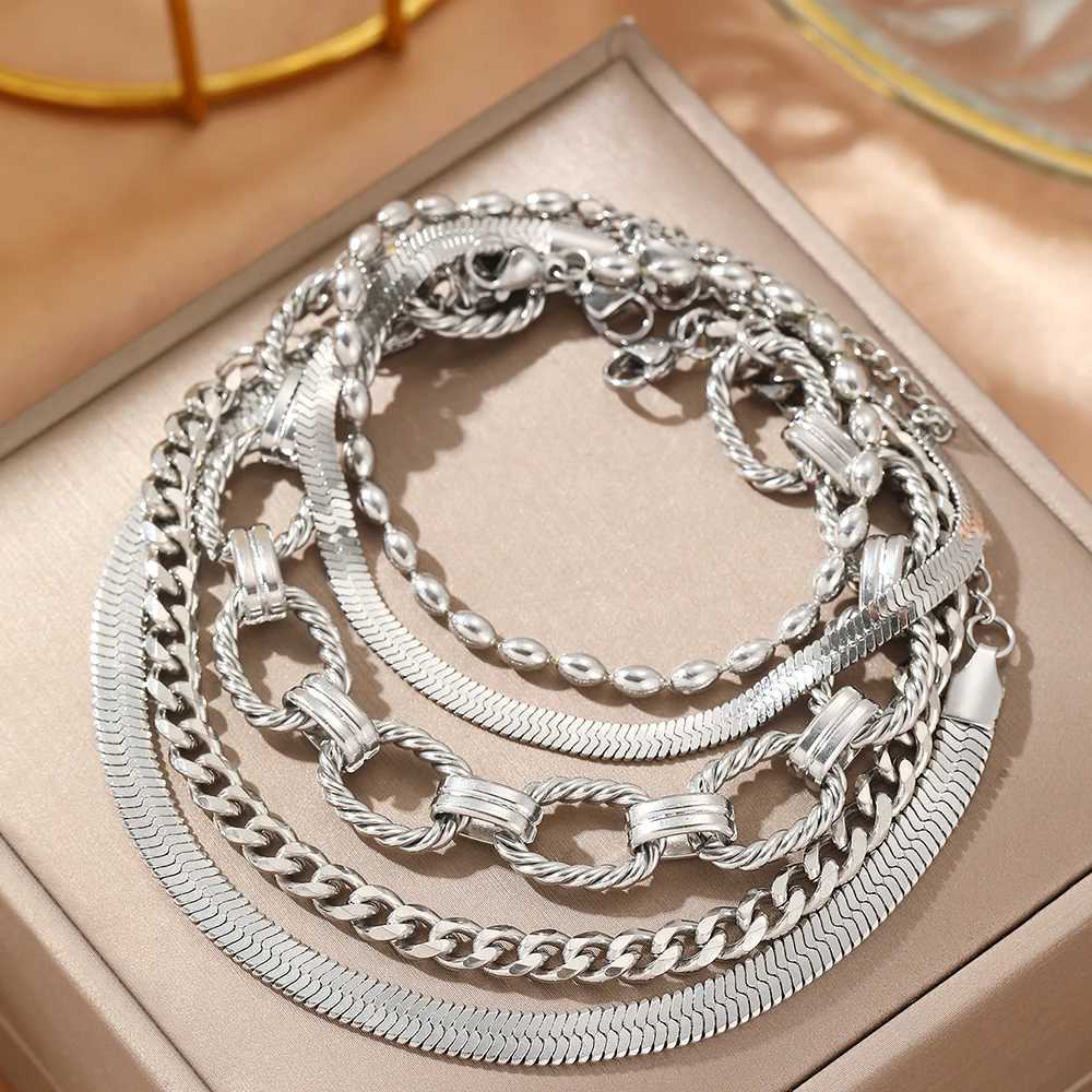 Stainless steel bracelet fashionable and gorgeous 5-piece bracelet set used for personal gift creativity in warm jewelry X241106