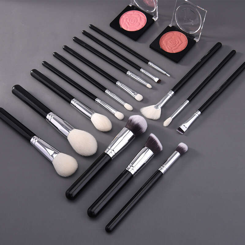 15Pcs/Set Makeup Brushes Private Black Soft Goat Hair High Quality Foundation Brush Powder Eyeshadow Cosmetics Tools