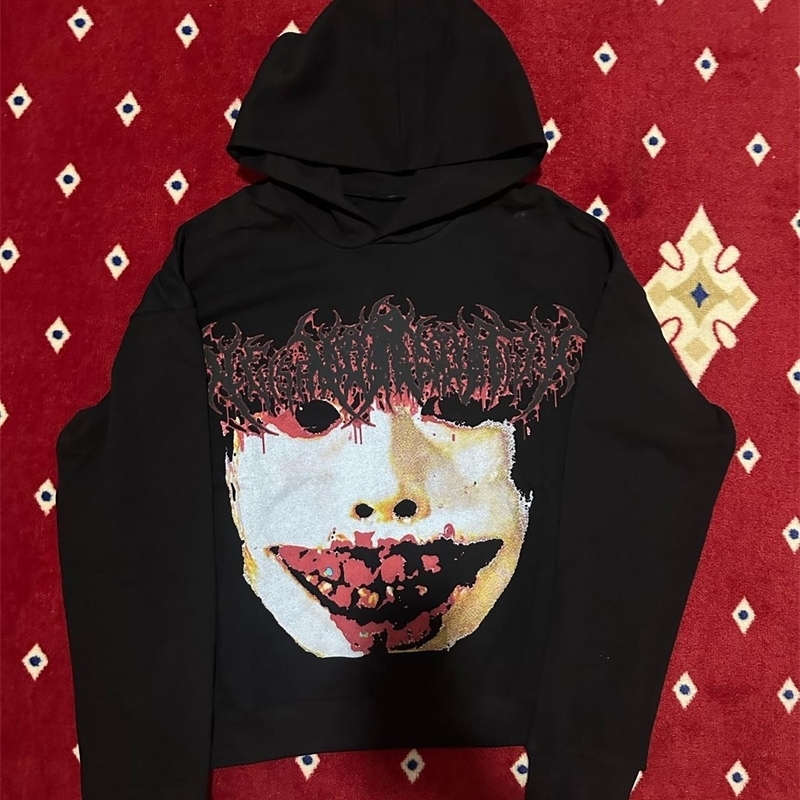 Harajuku Stylish Retro Angel Hoodie Oversized Streetwear Tops Sweatshirt Y2k Clothes Gothic Grunge Hoodies Women Men Clothing 241105