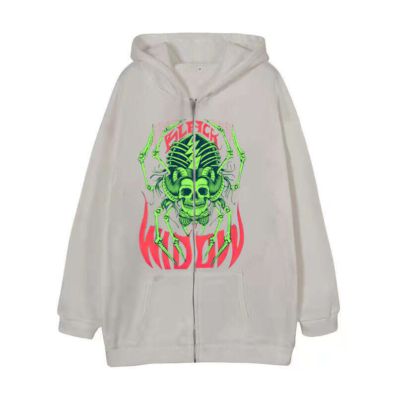 shanshi spider hoodie Dark High Street Zipper Trendy Brand Casual Cardigan Hoodie Fleece Jacket