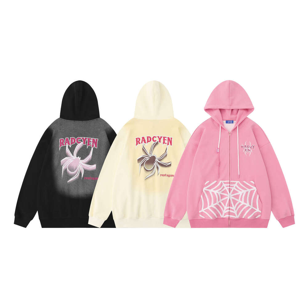 shanshi spider hoodie American style plush spider web hooded sweatshirt men's and women's niche design couple's high street casual jack