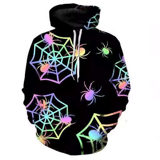 shanshi spider hoodie Halloween Spider Web Men's Casual Hoodie hoodie