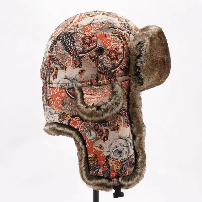 Winter bomber hat mens womens faux fur Russian earmuffs Ushanka trap hat 241106