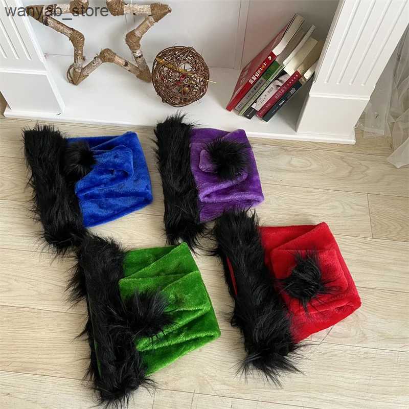 Wide Brim Hats Bucket Hats Plush Santa Claus Hat for Children and Adults Black Border Christmas Hat Xmas Cap High Quality Party Decor Halloween 75cm L