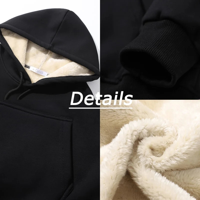 Mens warm wool Sherpa lined hooded sweatshirt autumn and winter thick heavy-duty floral top casual hooded sweatshirt pocket 241106