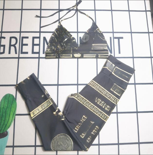 Yoga Tenues 2 pièces Designer Bikini Set Swimsuit Femme Sexy Sexe High Wistrwear Push Up Bathing Fssue Bare Cou And Back Girl Natation pour les f