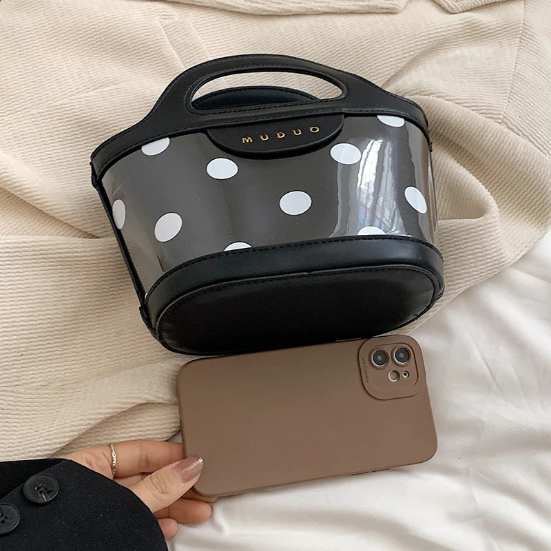 Dots Womens Bucket Bag PU Leather Clutch Handbag Womens Small Shoulder Cross Body Bag Summer 241105