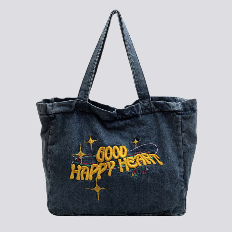 New Large Capacity Cowboy Shoulder Student's Canvas Schoolbag Women's Shopping Bag