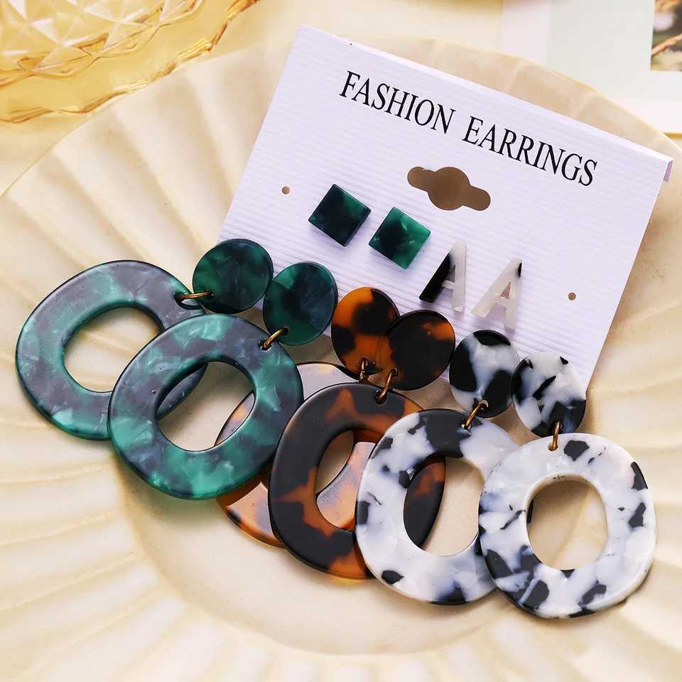 Leopard Earrings Set for Wen Boho Vintage Creative Geetric Drop Earrings European and Trendy Fashion Jewelry Gifts X241106