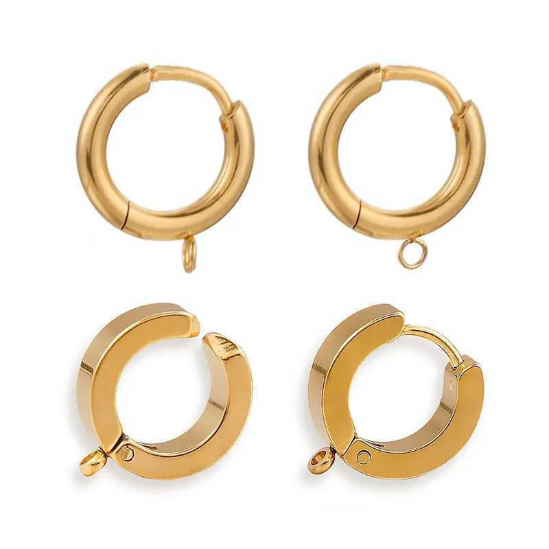 10 pieces of gold stainless steel earrings with hooks and circular earring posts used for DIY earring making and jewelry accessories X241106