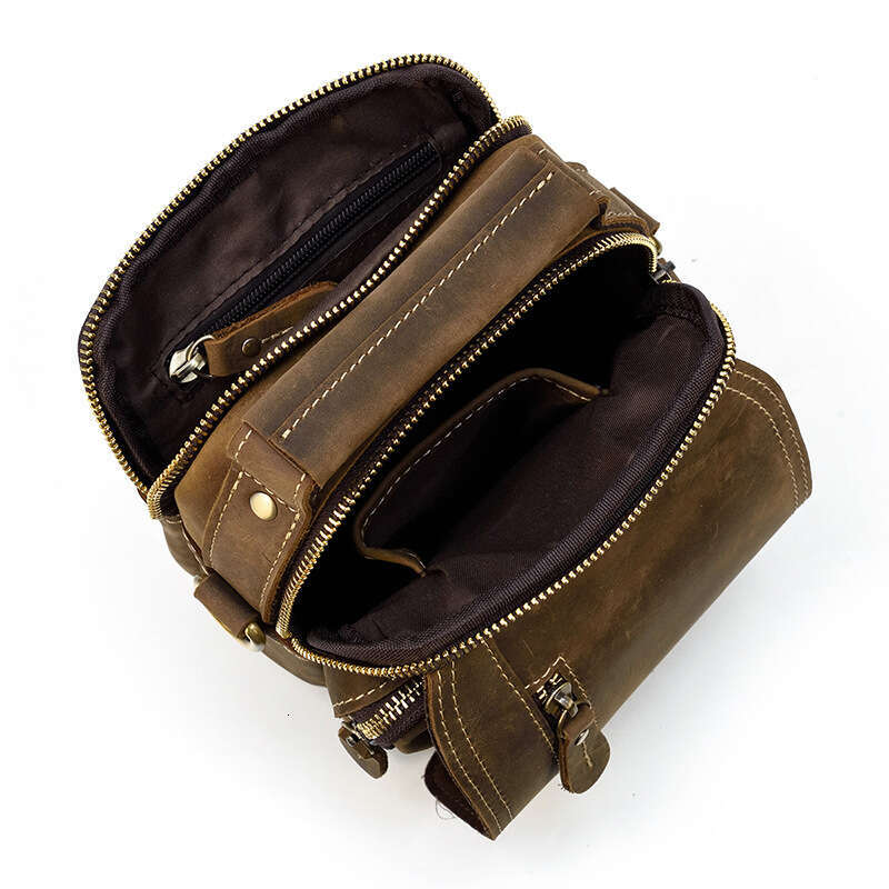 Man Pouch Genuine Leather Waist For Men Tactical Fanny Pack Cowhide One Shoulder Messenger Casual Men's Belt Bag