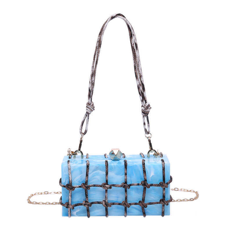 Acrylic Box Bag Fashionable Knitted Single Shoulder Women's White Crossover Banquet Bag 241115