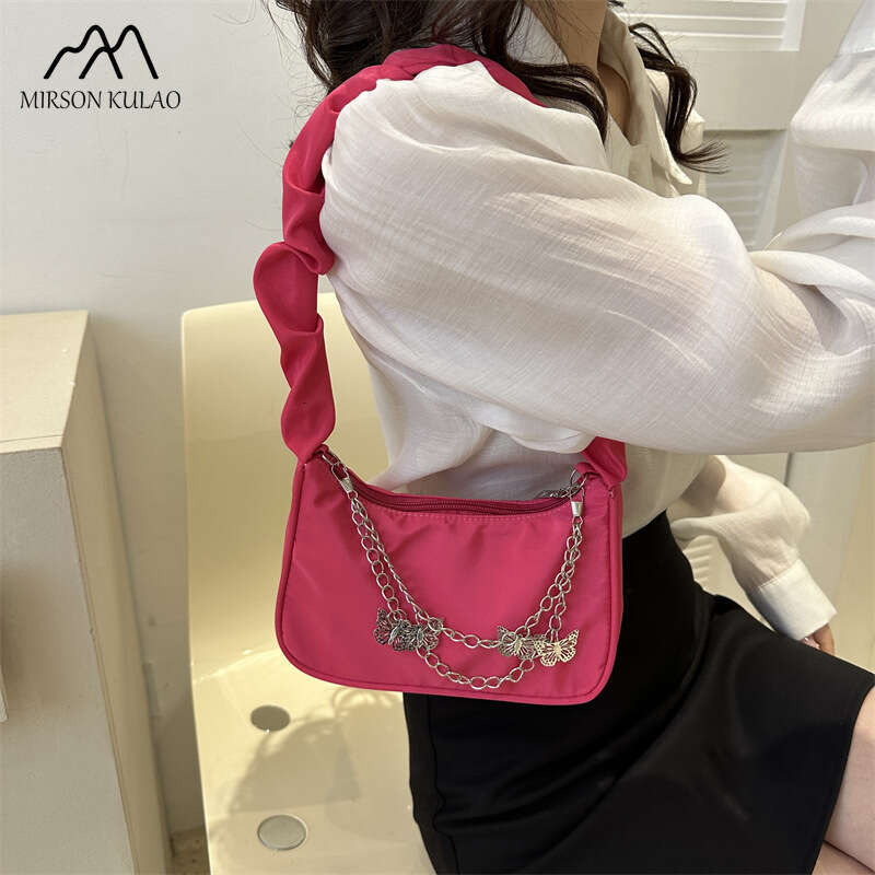 Oxford Cloth Simple Fashion Women's Square Trend Color Contrast Shoulder Small Fresh Underarm Women Bag