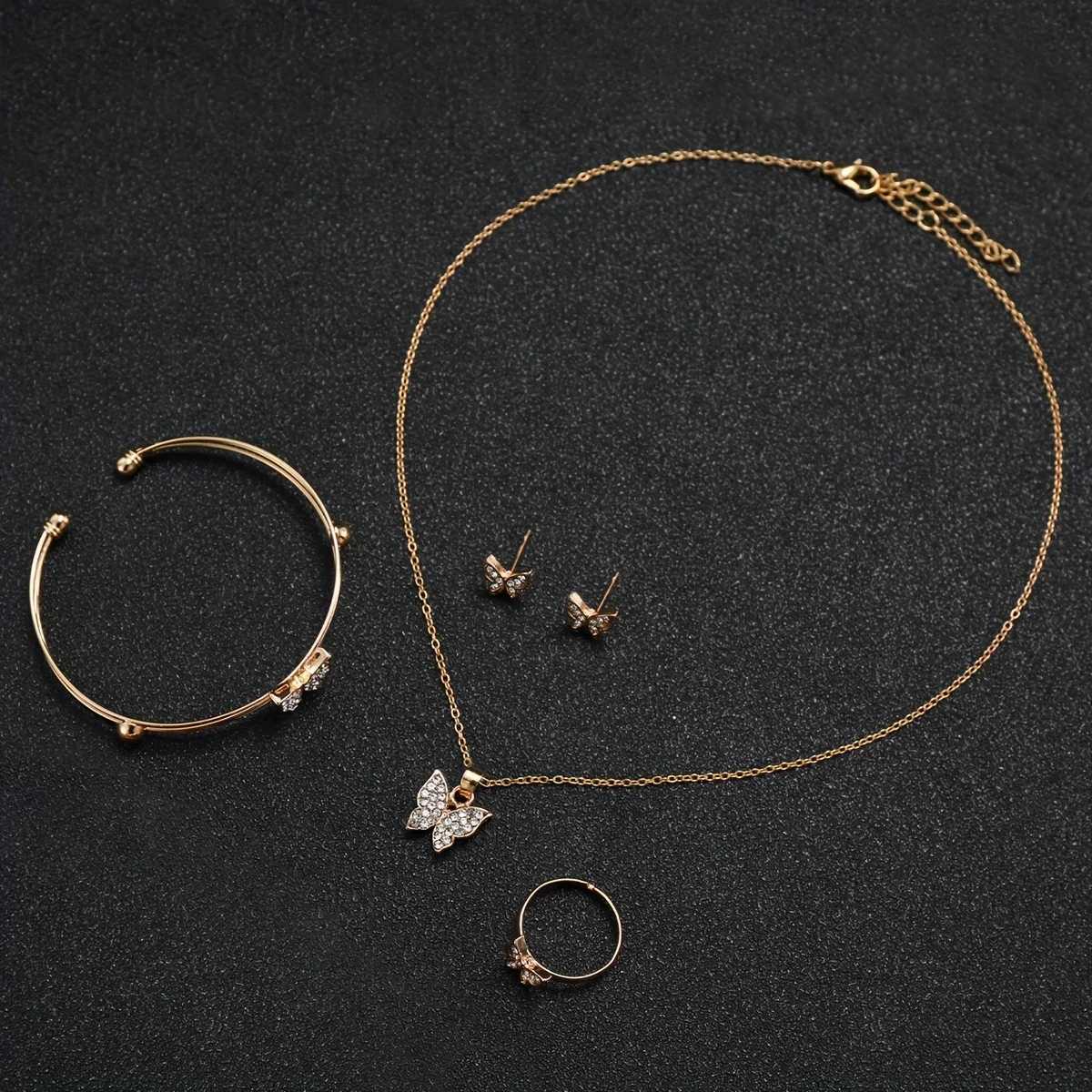 6 pieces/set of commercial fashion quartz watches diamond strap watches and rhinestone jewelry sets gifts for Winch X241106
