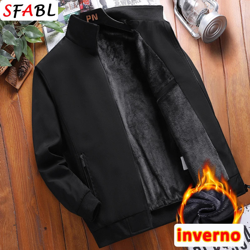 Warm Fleece Autumn Winter Jackets for Men Business Office Dress Coat Casual Mens Winter Jacket Solid Color Outerwear Man 241106